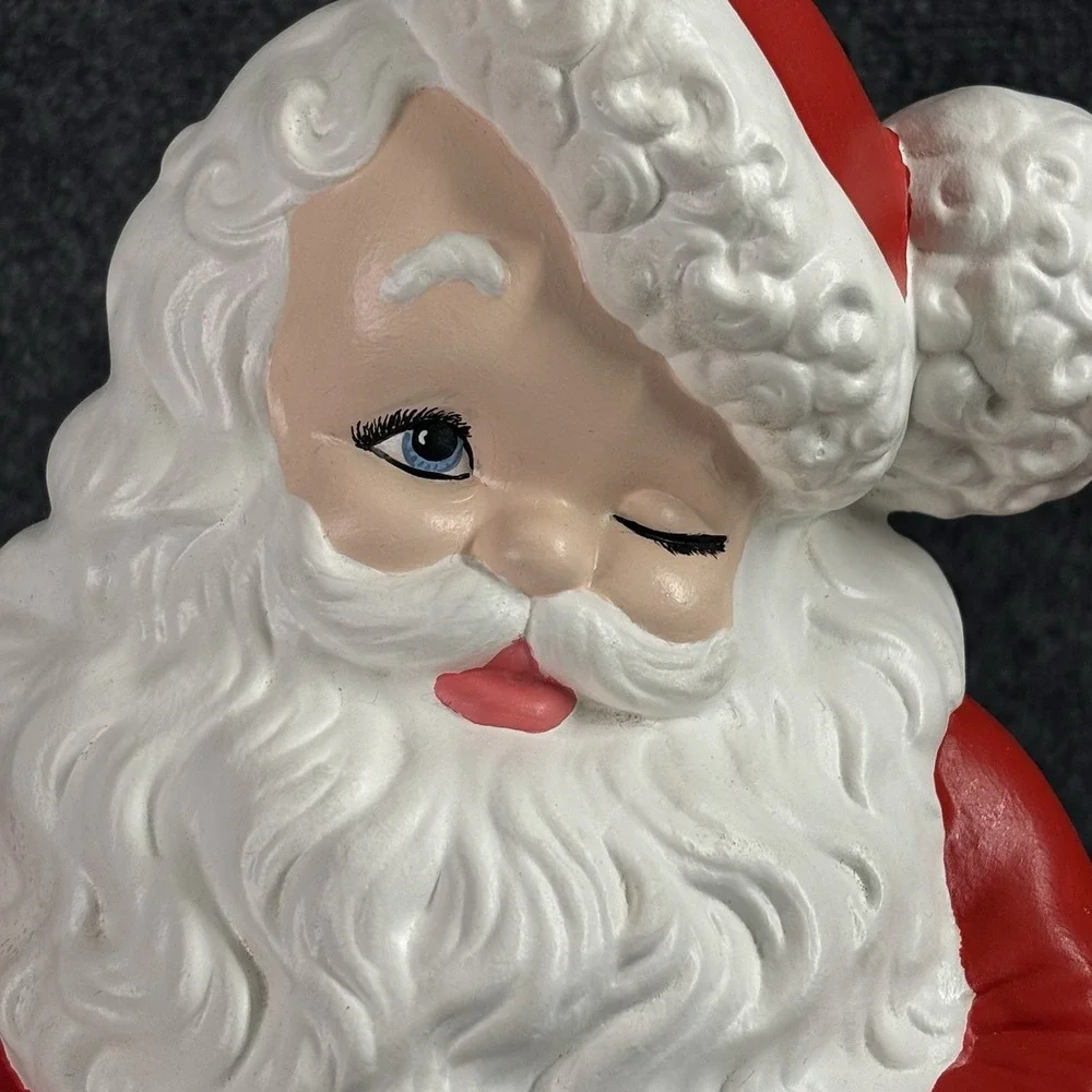 Vtg Atlantic Mold Santa & Mrs Claus Winking Knitting Ceramic Christmas 14